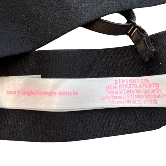 Pink by Victoria’s Secret Lace Triangle Bralette with Embroidered Roses on Black - Picture 15 of 16